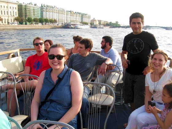 students in Russia on a boat