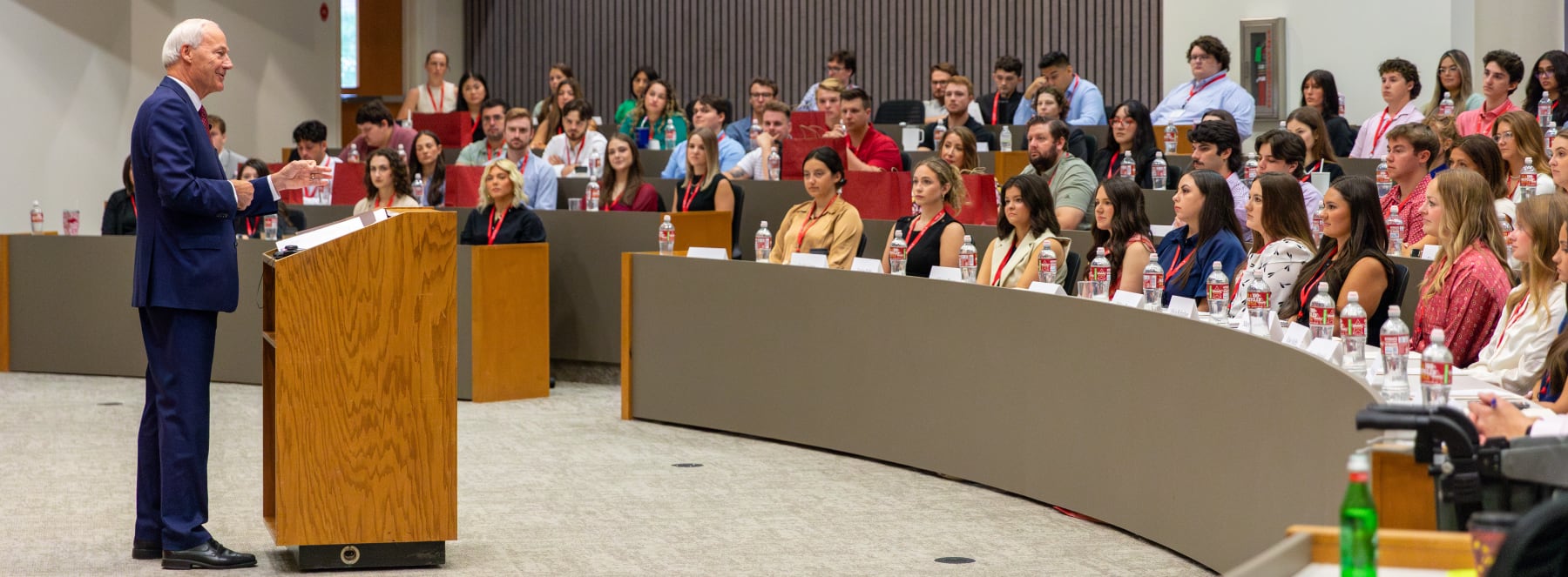 Former Governor Asa Hutchinson speaks to the Class of 2027