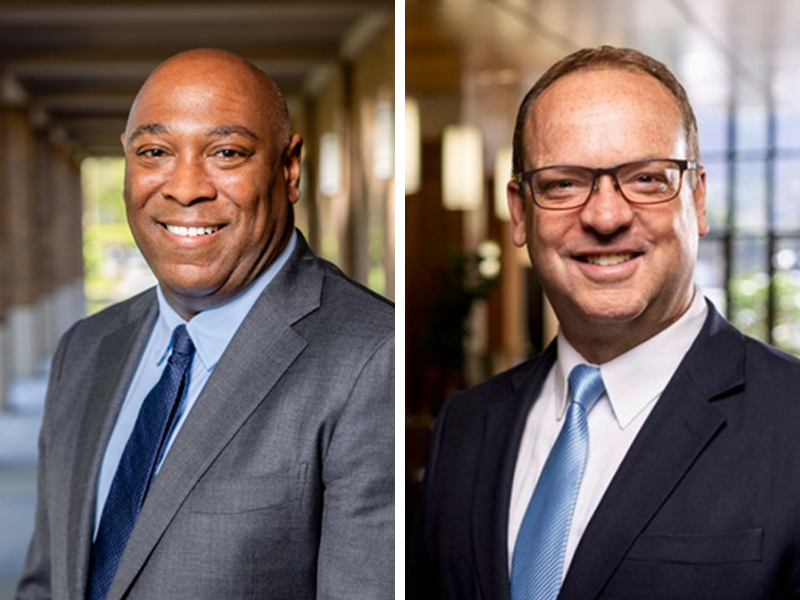 Dean Roscoe Jones Jr., Drake University Law School, and Dean David Moore, J. Reuben Clark Law School at Brigham Young University.