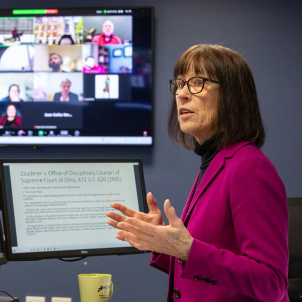 Prof. Susan Schneider lectures during an LL.M. program class